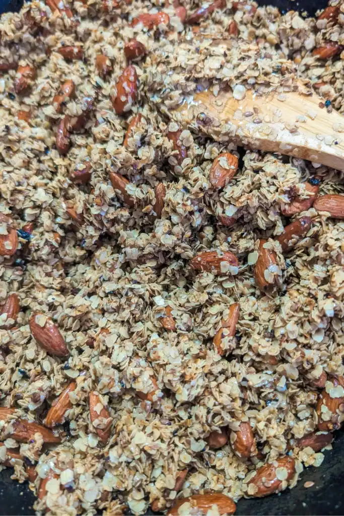 the granola mixture once stirred with honey