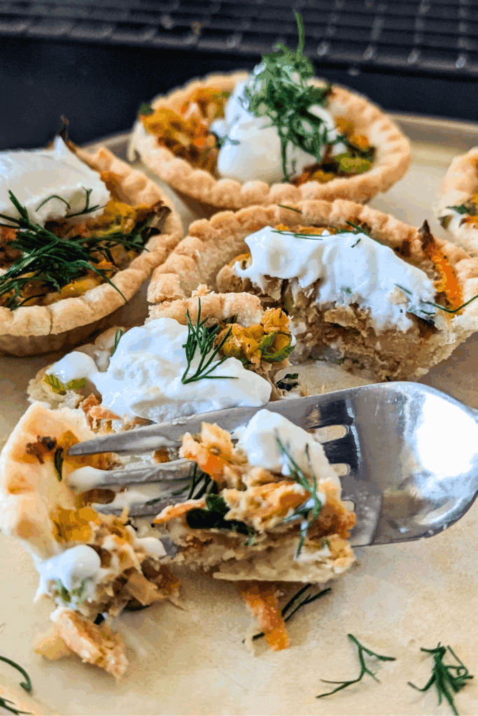 cut in half salmon tartlet