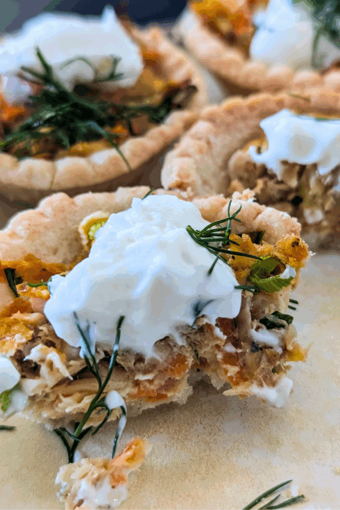 cut in half salmon tartlet