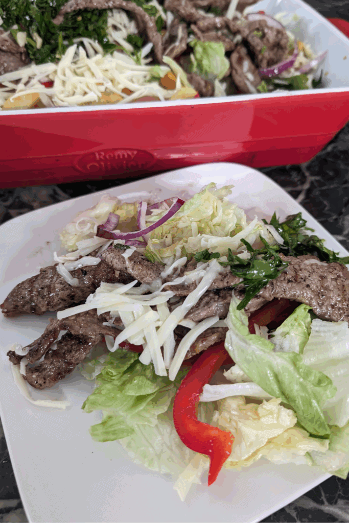 grilled steak strip salad