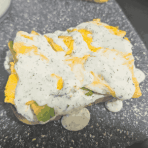 green goddess breakfast sandwich with fried egg