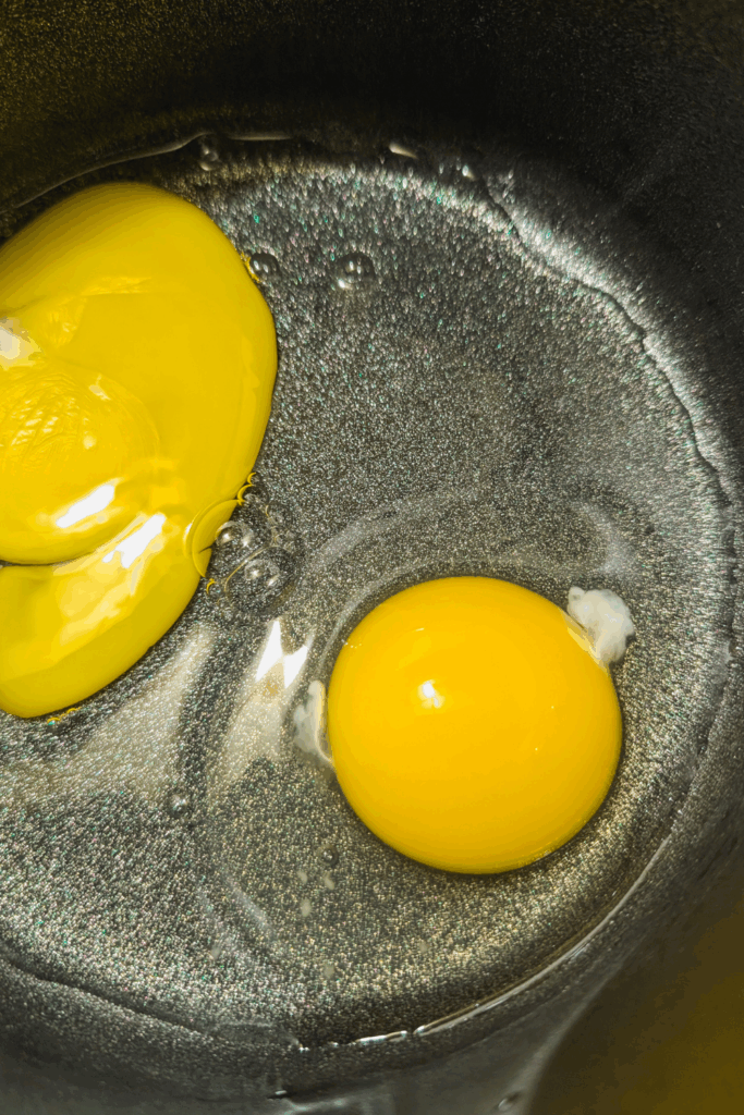 making salad dressing eggs in pot