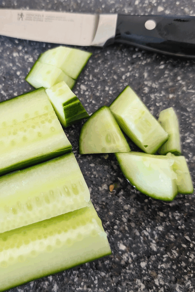 quartering the English cucumber