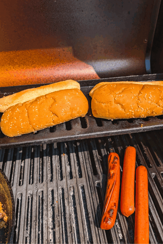 toasting buns face down on grill