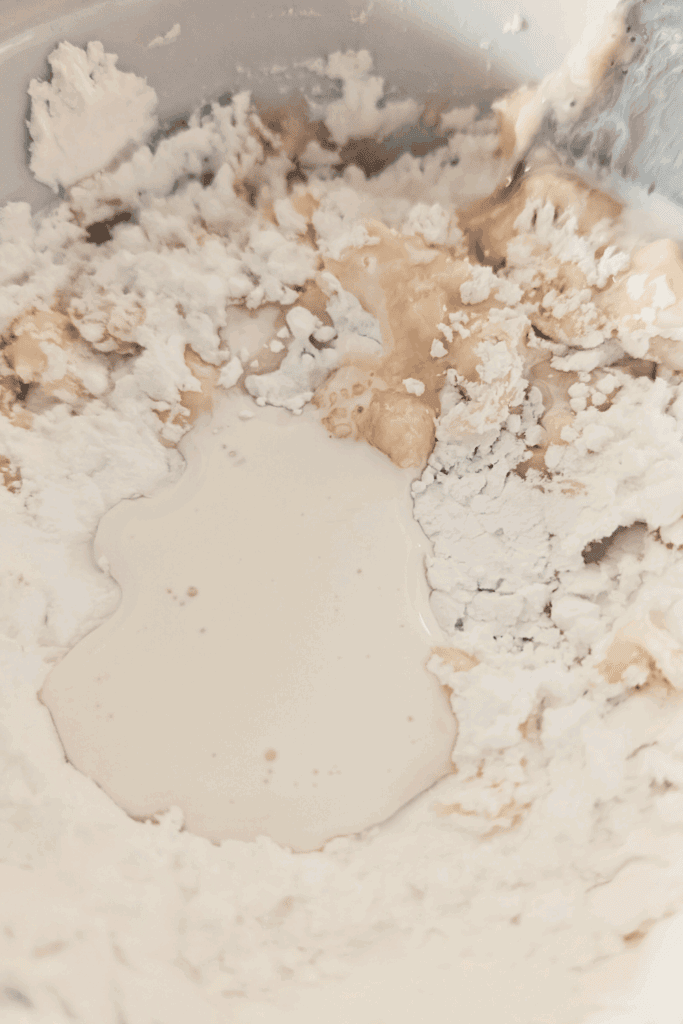 adding cream to maple glaze