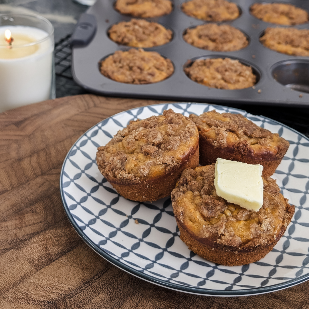 Healthy Carrot Oatmeal Muffins with Butter.