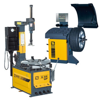 Tyre changer and wheel balancer combo.