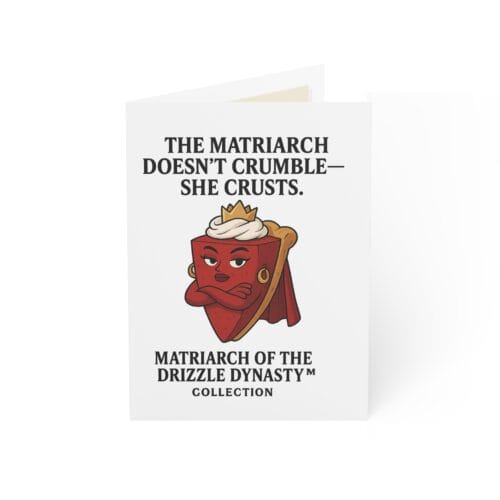 Humorous greeting card featuring a cheese character with a crown, celebrating strength and resilienc.