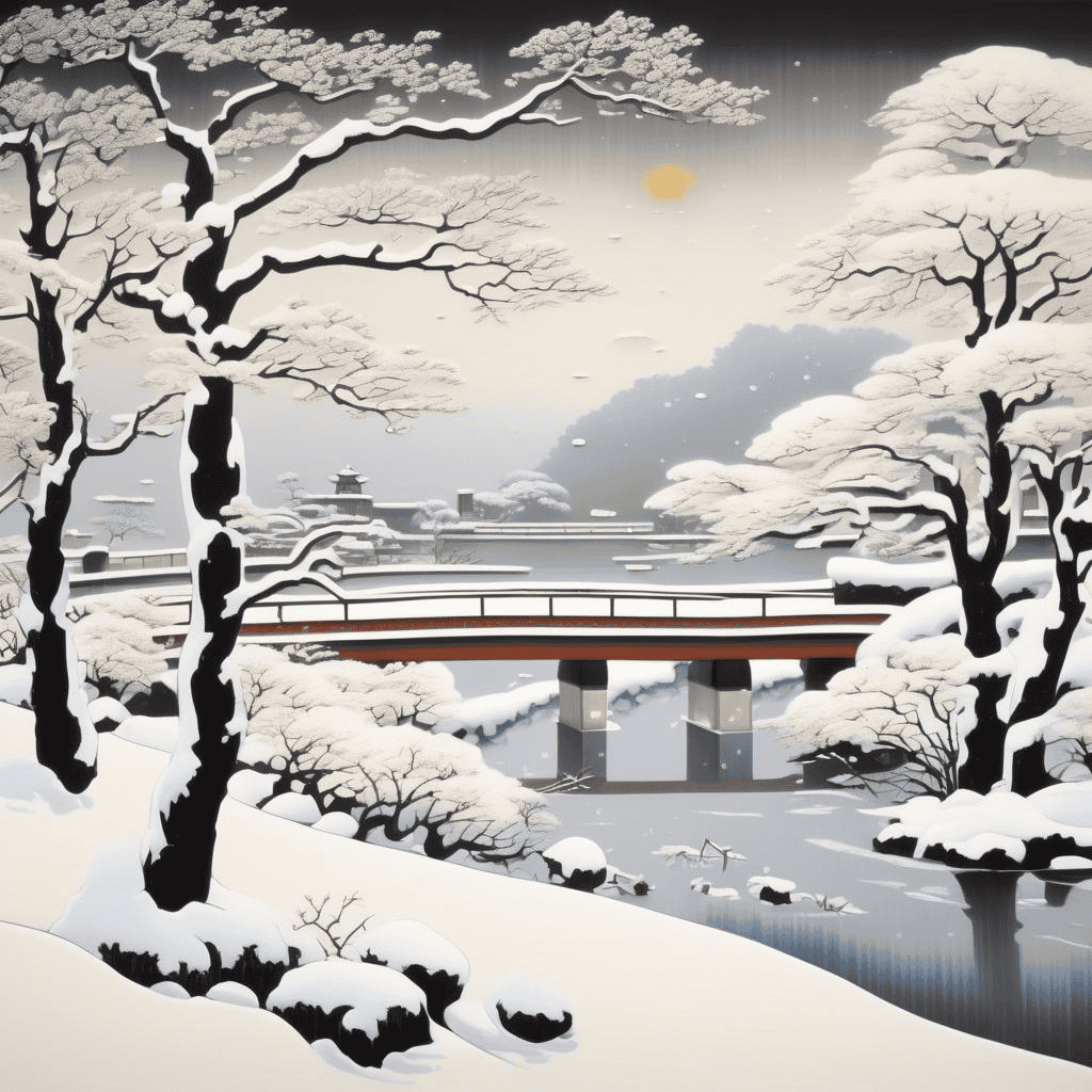 Shinagawa in Snow – Yamamura Toyonari