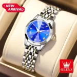 Olevs Stainless Steel fashionable Couple watches Silver Royal Blue - Image 4