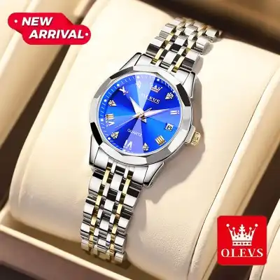 Olevs Stainless Steel fashionable Couple watches Silver Royal Blue - Image 4