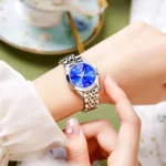 Olevs Stainless Steel fashionable Couple watches Silver Royal Blue - Image 3