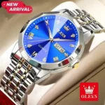 Olevs Stainless Steel fashionable Couple watches Silver Royal Blue - Image 2