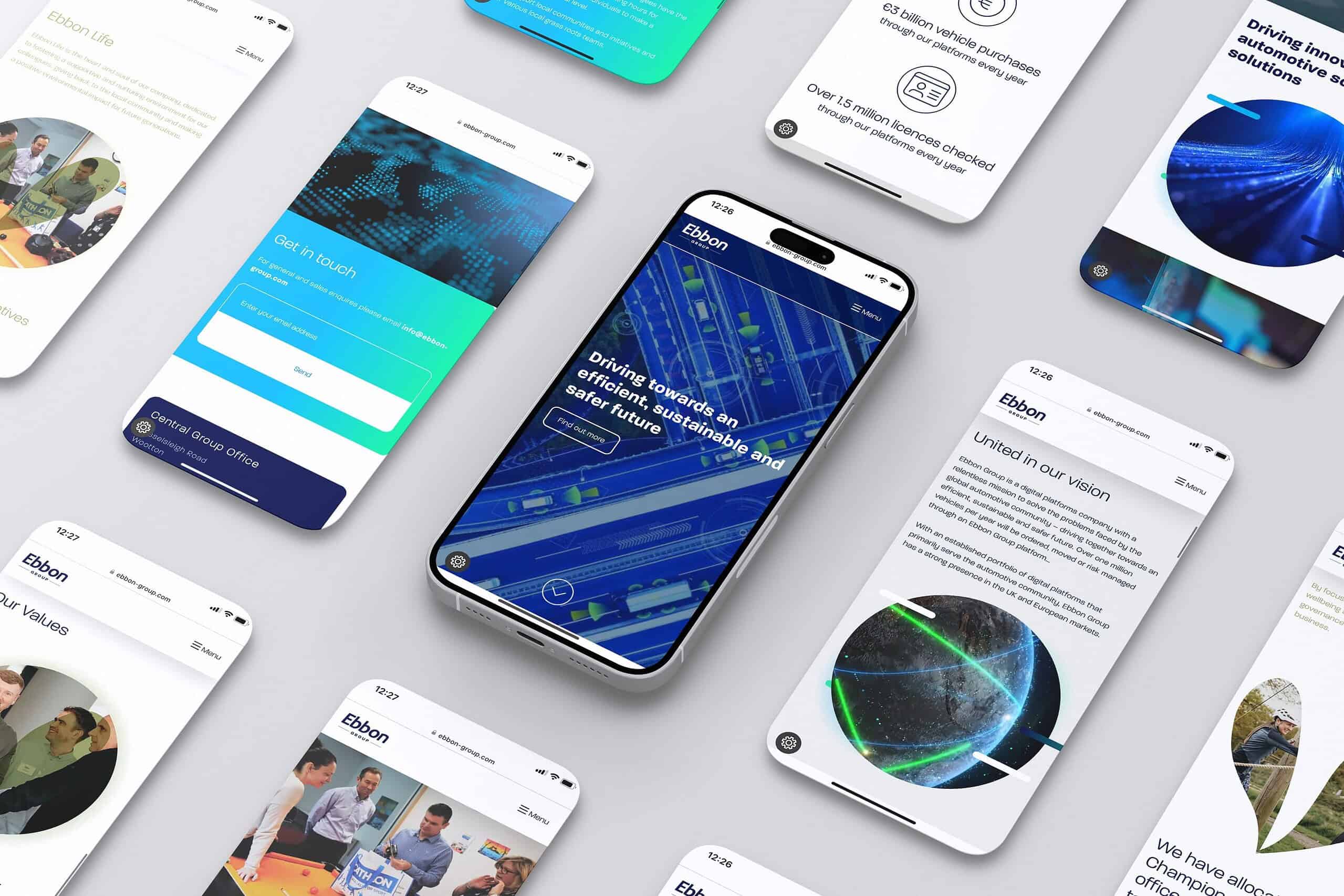 Ebbon Group Website Phone Montage Mockup