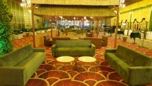 Outdoor event setup at Classic Caterers, Phagwara with stylish seating and ambient lighting.