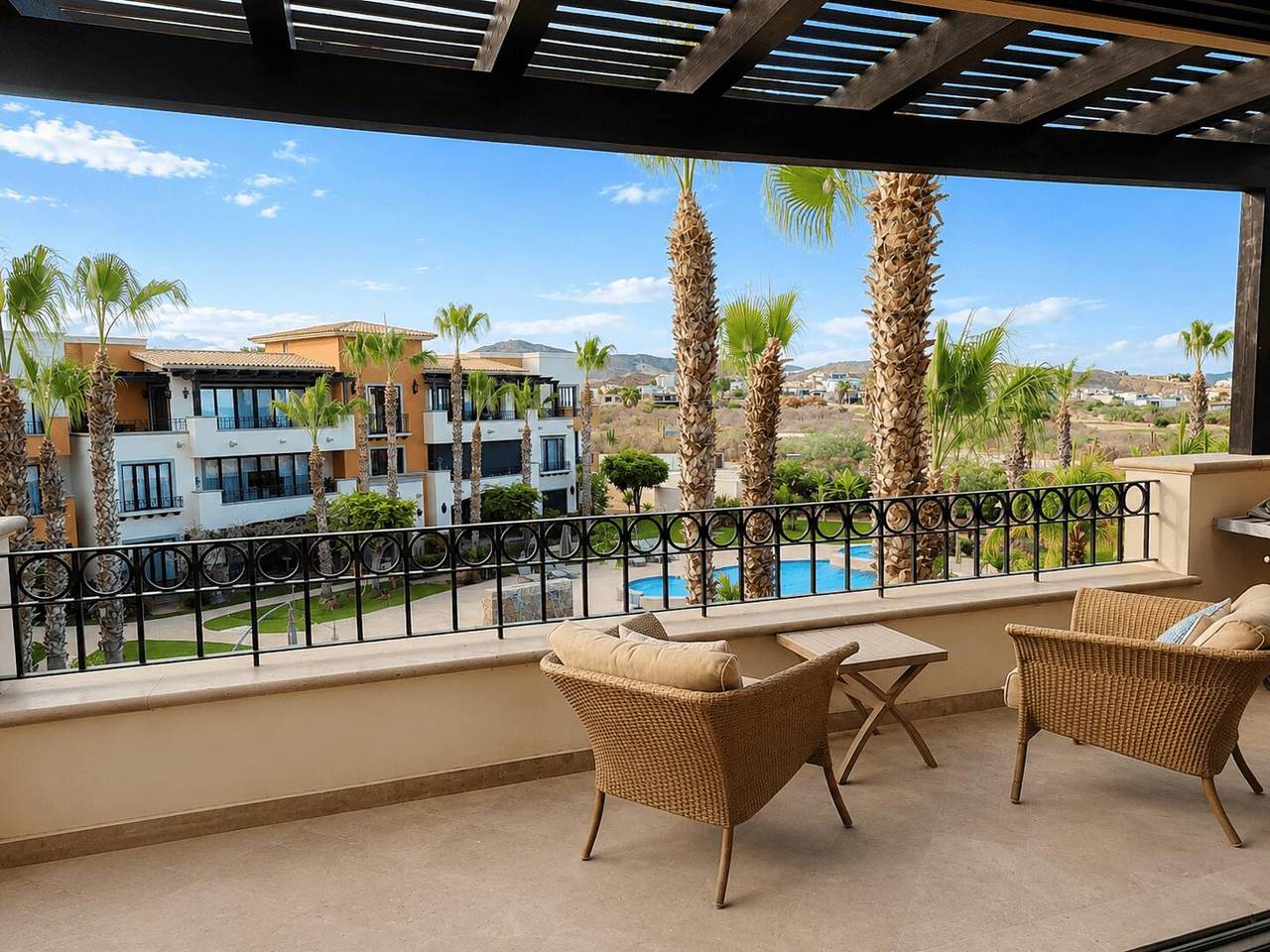 Golf Course And Ocean View From A Balcony At Club Campestre, Featuring Lush Greenery, Palm Trees, And Modern Residential Buildings In The Background. Perfect Setting For Relaxation And Enjoying Scenic.