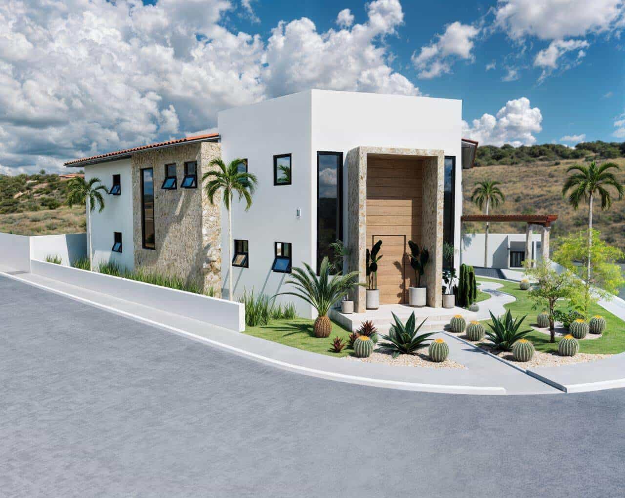 Club Campestre Luxury Villa With Modern Design And Desert Landscaping.