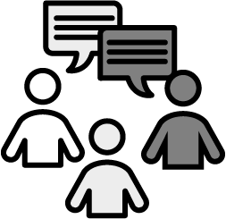 Symbol für Teilnehmer Diskussionen und Argumentationsrunden