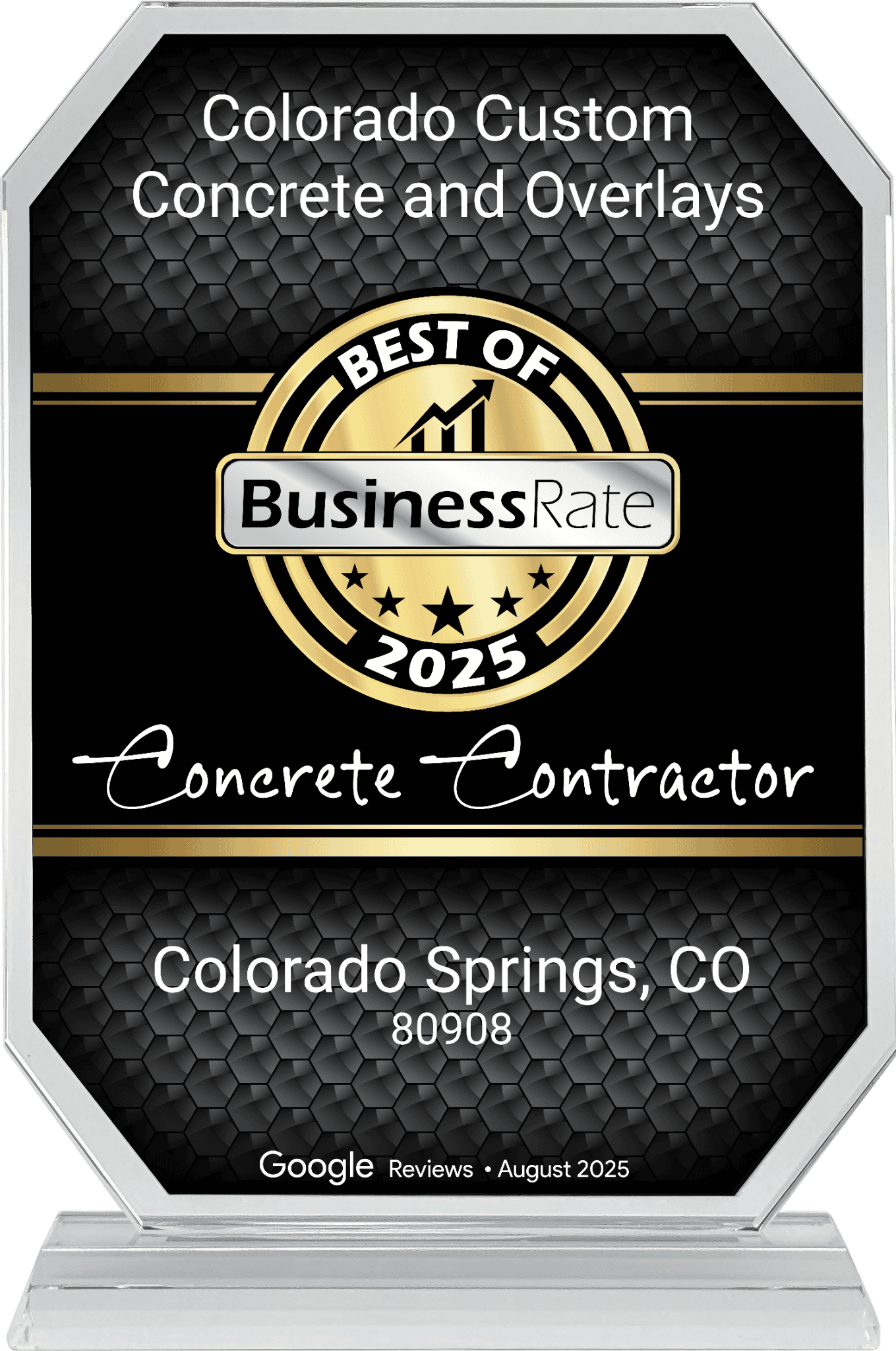 Crystal Award - Colorado Custom Concrete & Overlays