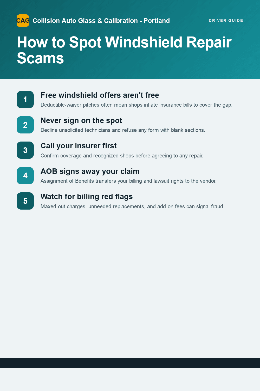 Guide on identifying windshield repair scams and avoiding fraud.