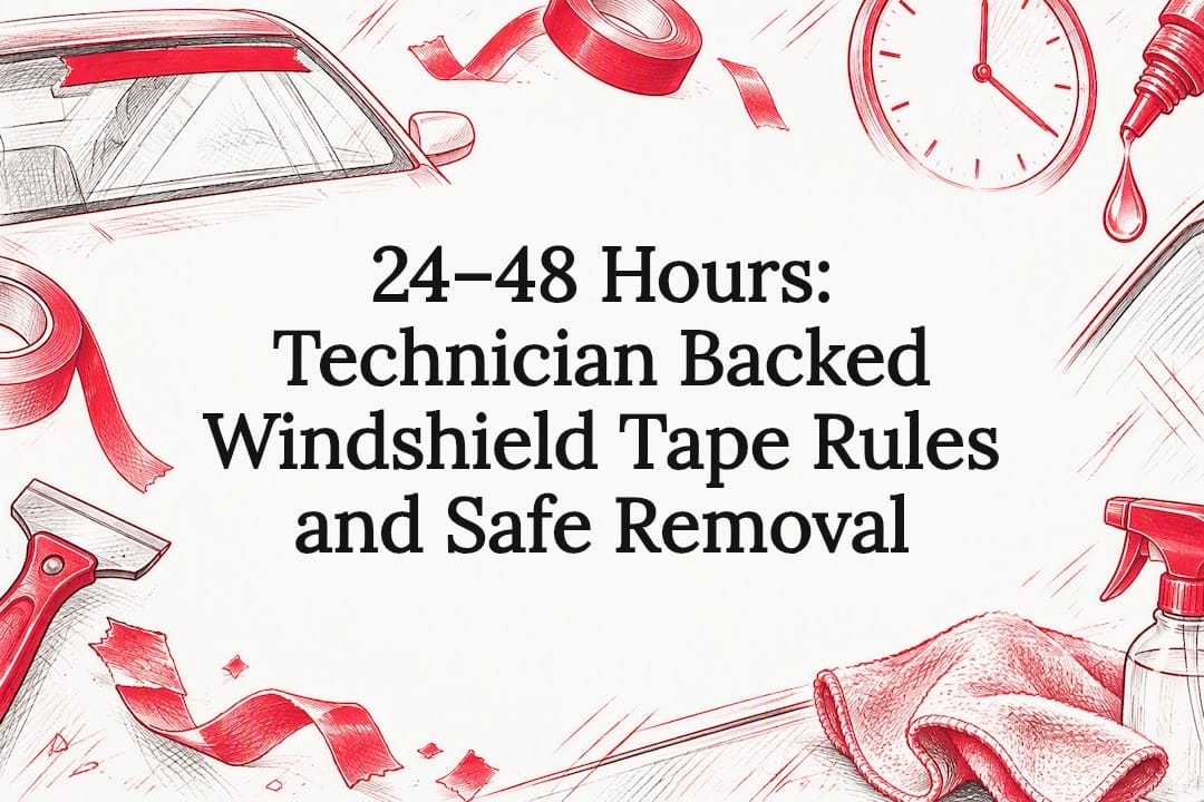 Featured image for “24–48 Hours: Technician Backed Windshield Tape Rules and Safe Removal”