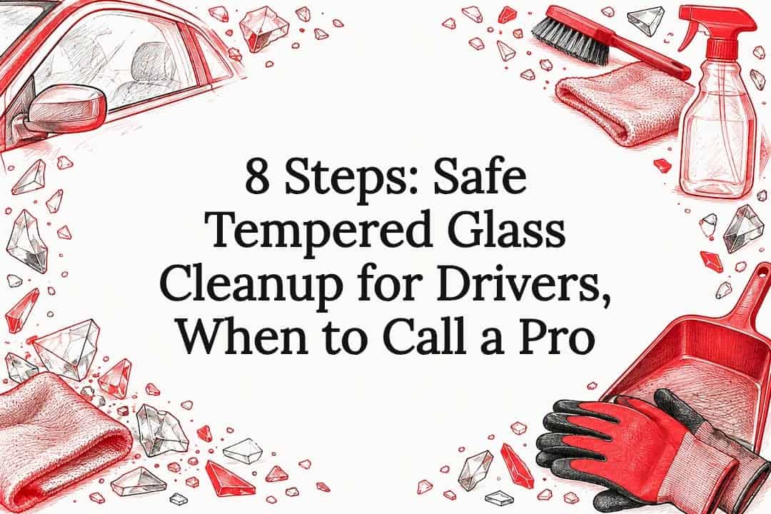 Featured image for “8 Steps: Safe Tempered Glass Cleanup for Drivers, When to Call a Pro”