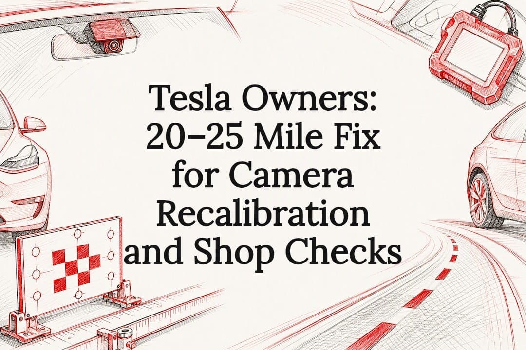 Featured image for “Tesla Owners: 20–25 Mile Fix for Camera Recalibration and Shop Checks”
