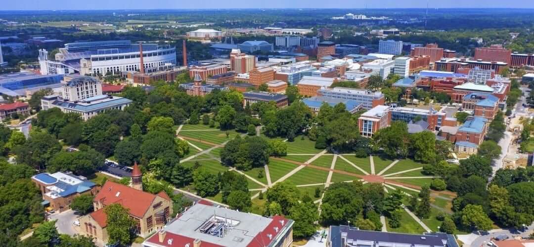 Ohio State University campus aerial view.