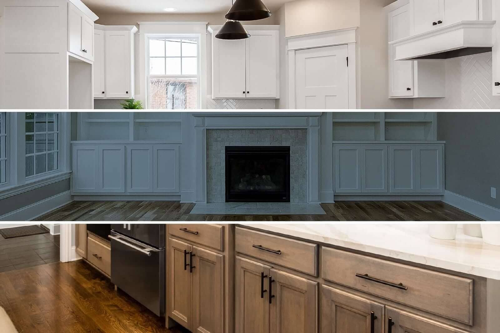 Examples of cabinets in custom built homes.