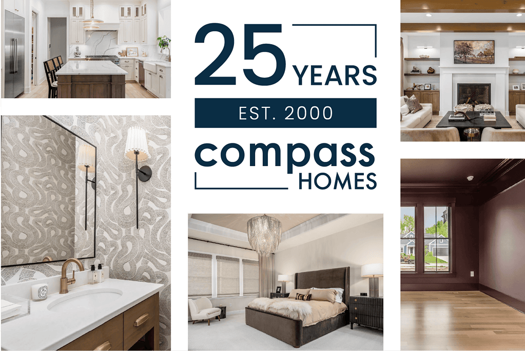 A collage of images of Compass Homes projects.
