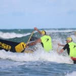 The WildCat surf canoe in the surf