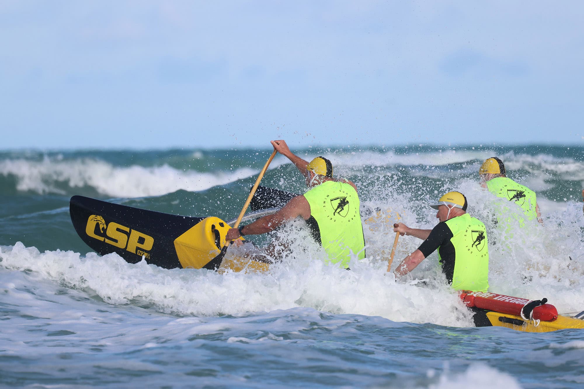 The WildCat surf canoe in the surf