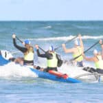 The WildCat surf canoe in the surf