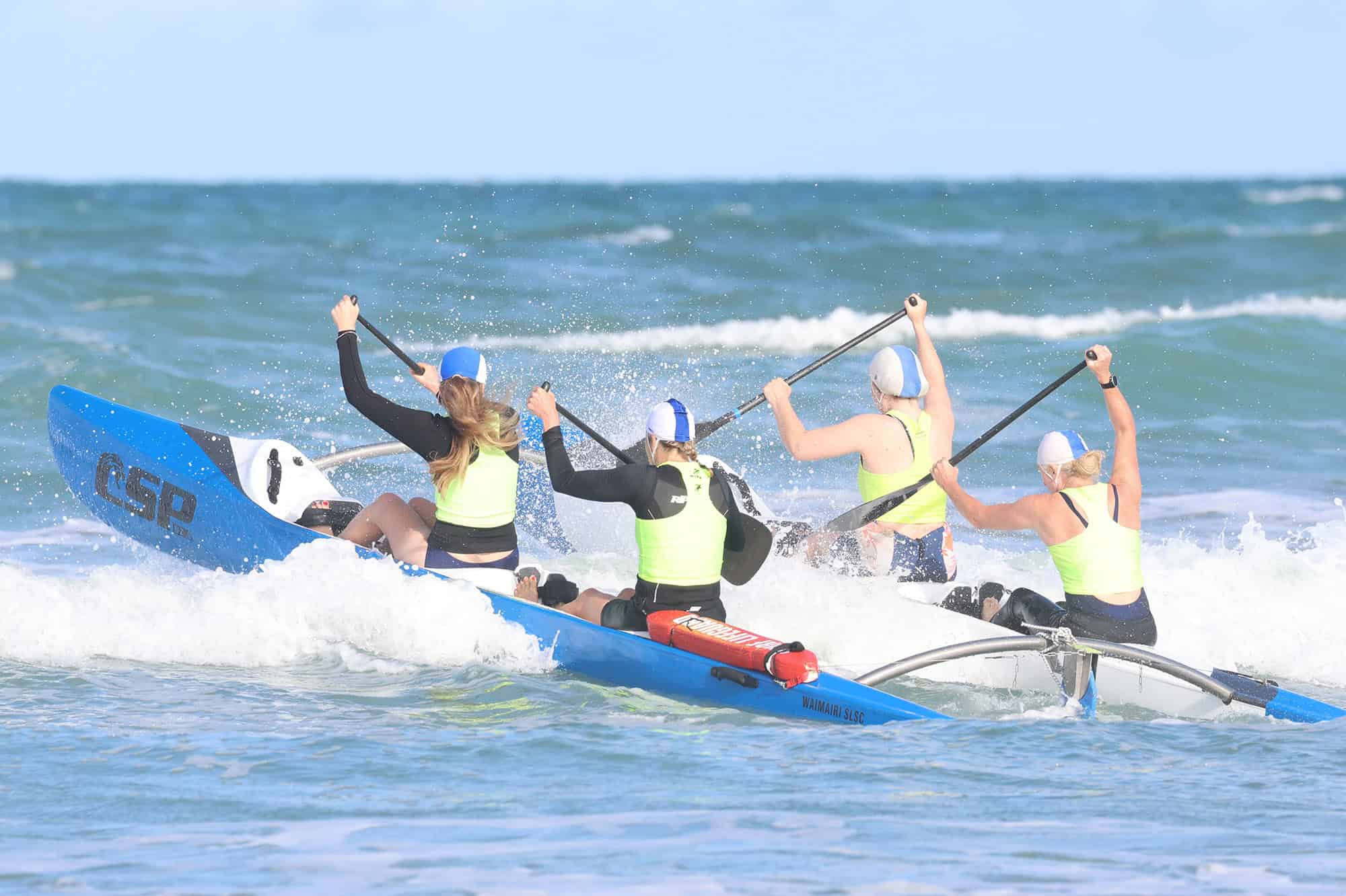 The WildCat surf canoe in the surf