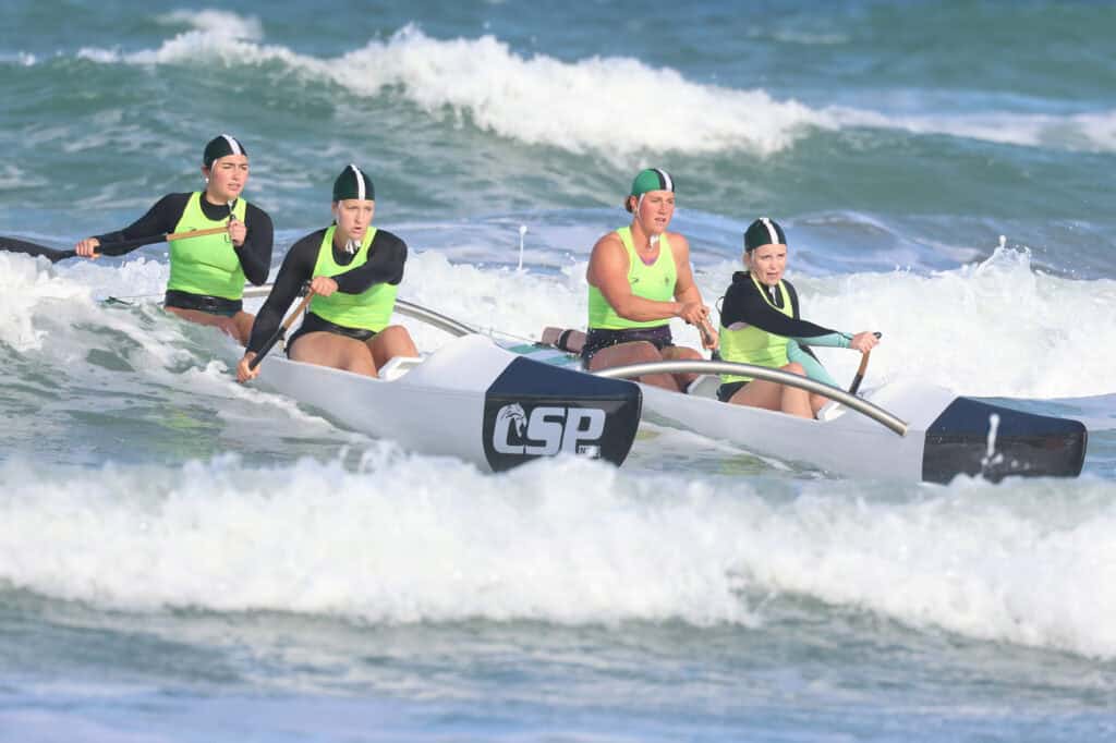 The WildCat surf canoe in the surf