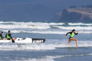 The WildCat surf canoe in the surf