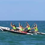 The WildCat surf canoe in the surf