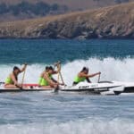 The WildCat surf canoe in the surf