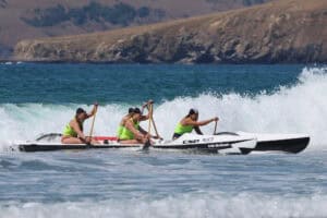 The WildCat surf canoe in the surf