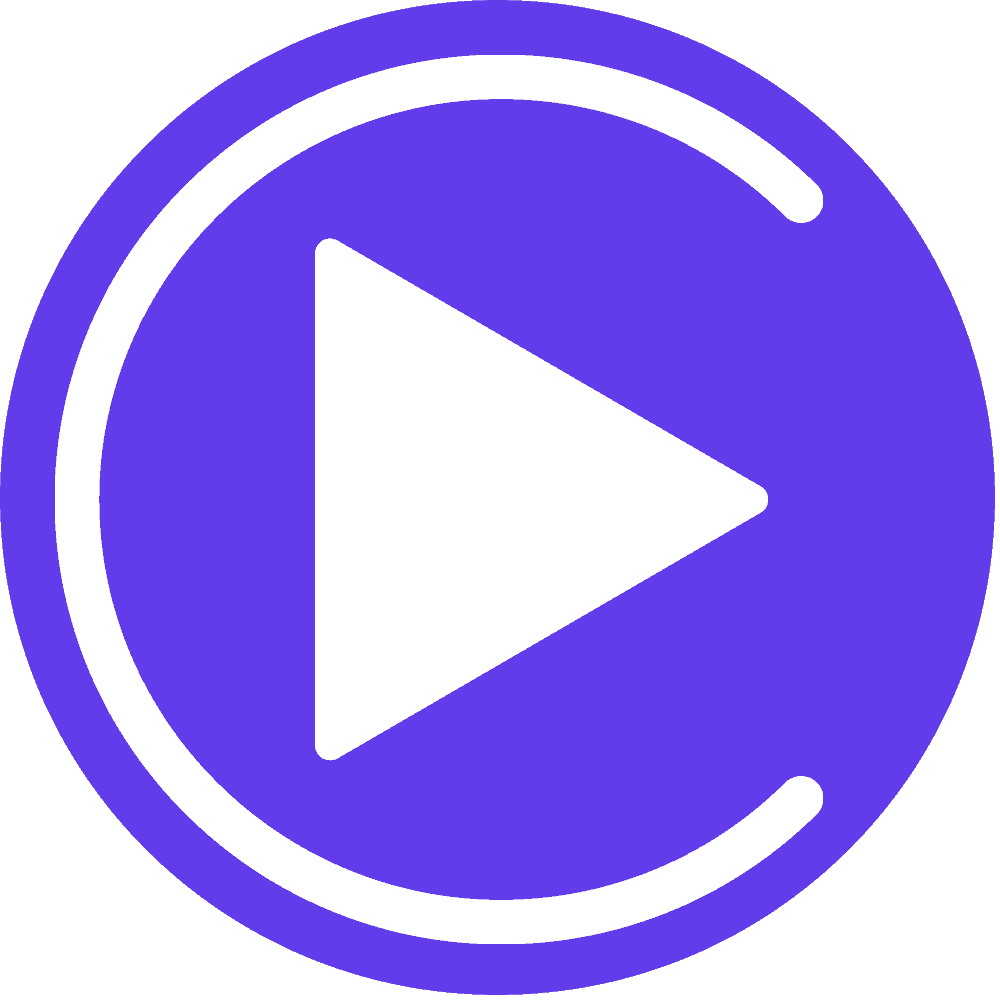 Purple play button on circular background