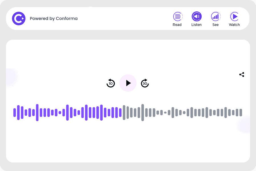 Audio player with waveform visualization
