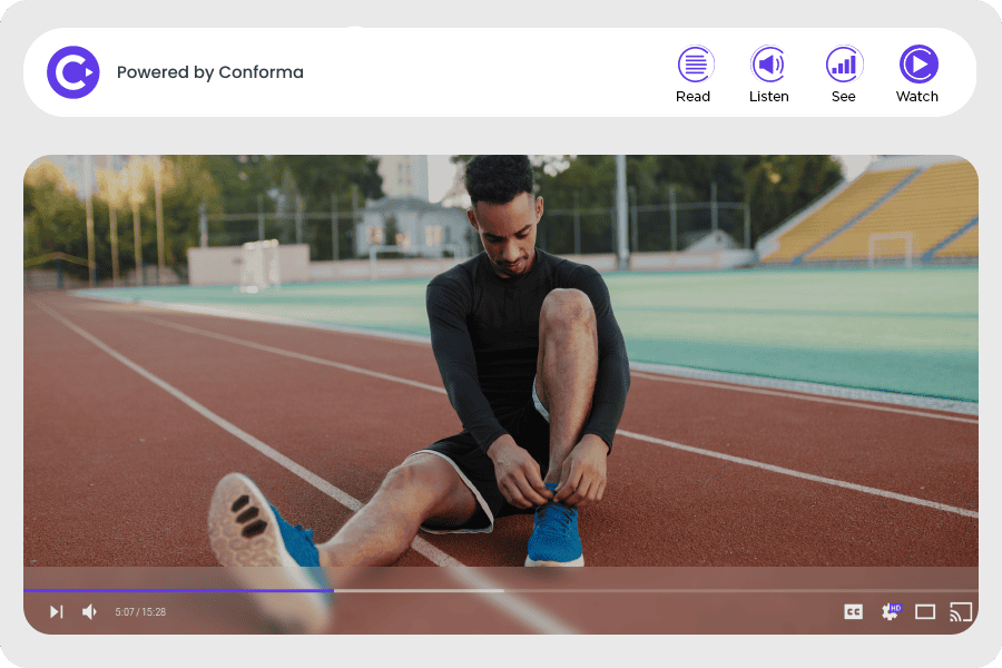 Man tying shoes on track field