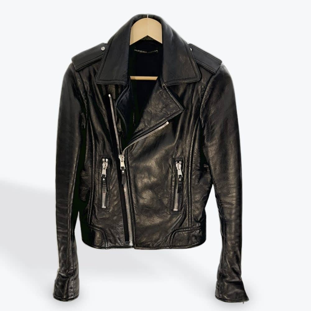 Perfecto Balenciaga en cuir noir, Biker