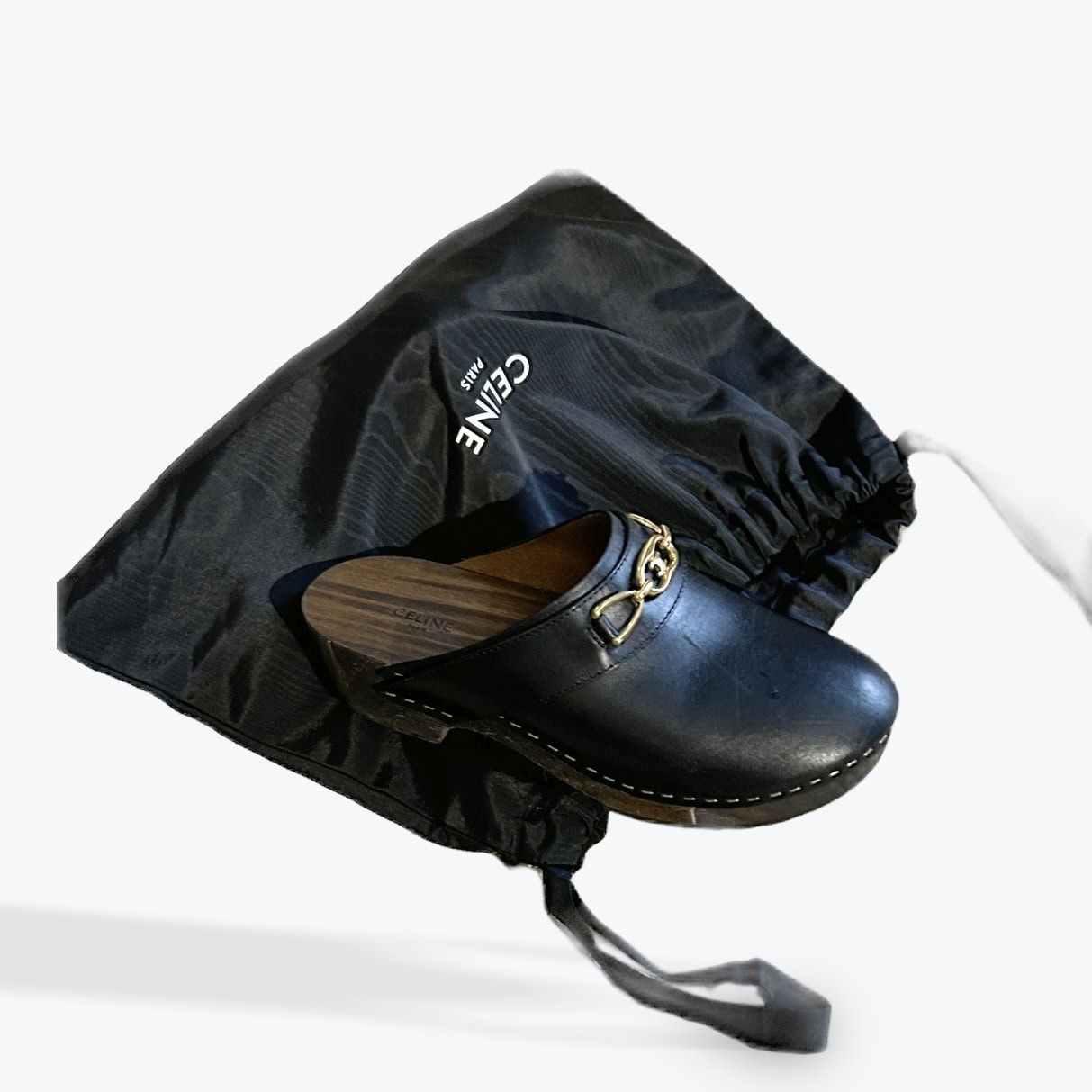 Sabots Celine "Les Bois" en cuir noir – Image 2