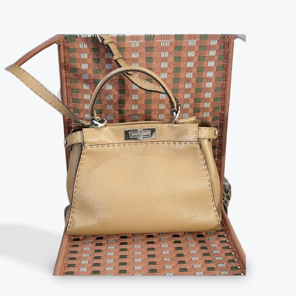 Sac Fendi Peekaboo, cuir graine camel, M