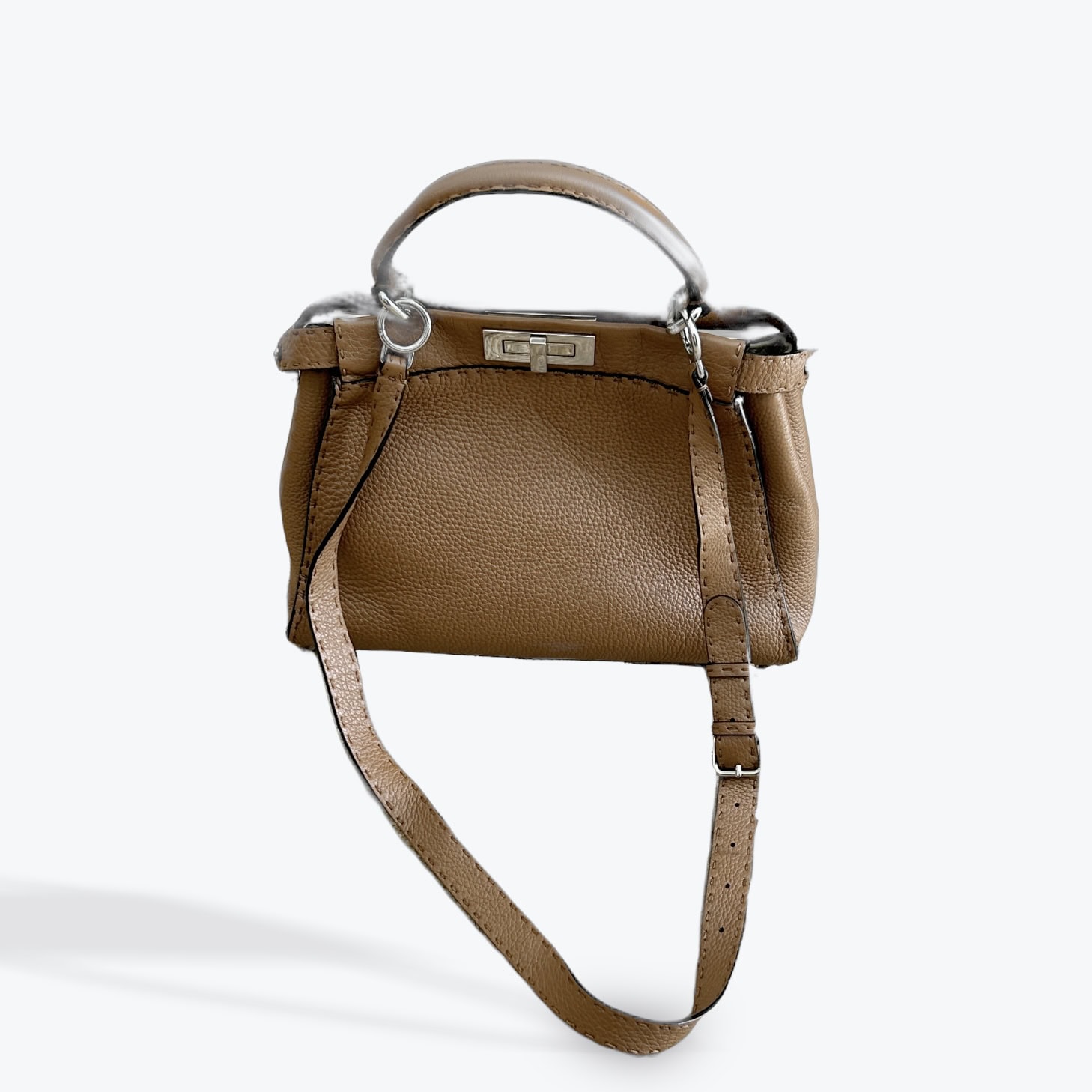 Sac Fendi Peekaboo, cuir graine camel, M – Image 2