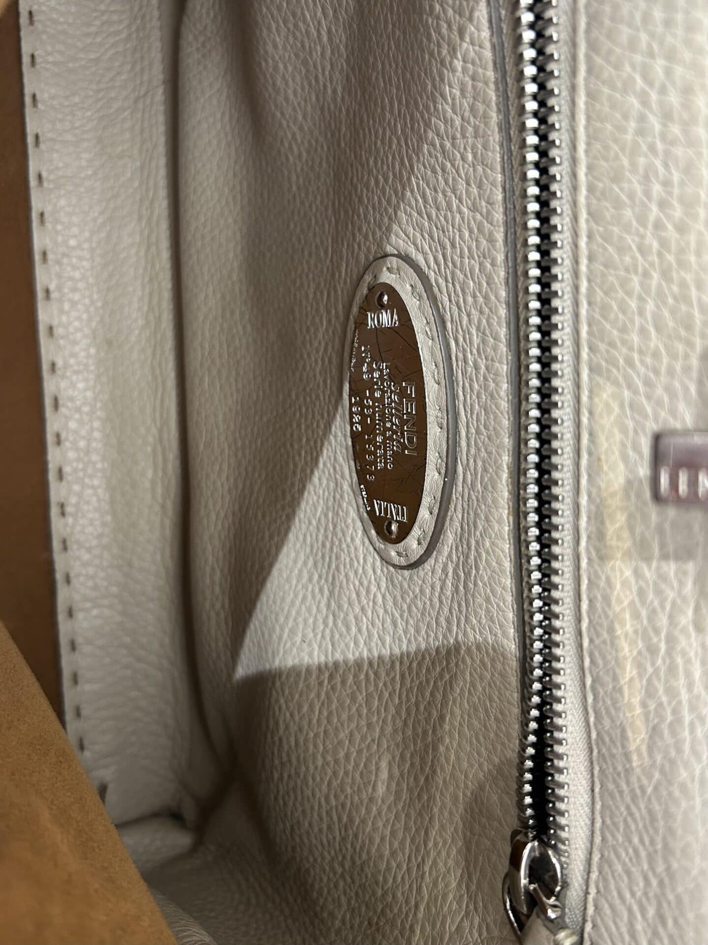 Sac Fendi Peekaboo, cuir graine camel, M – Image 7