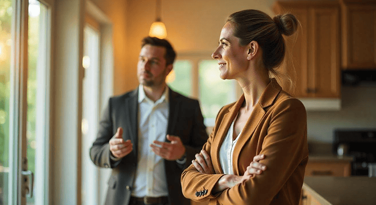 Real estate agents discussing home sale in Walnut Creek, CA.