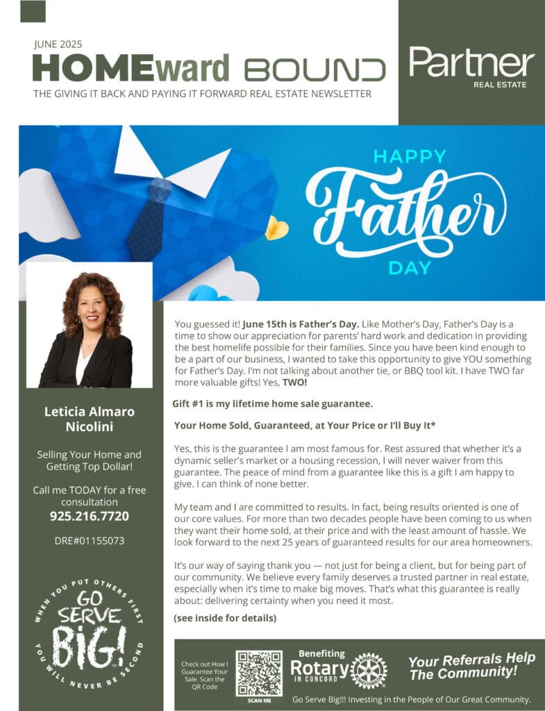 Father's Day greeting card promoting home sales and real estate services.