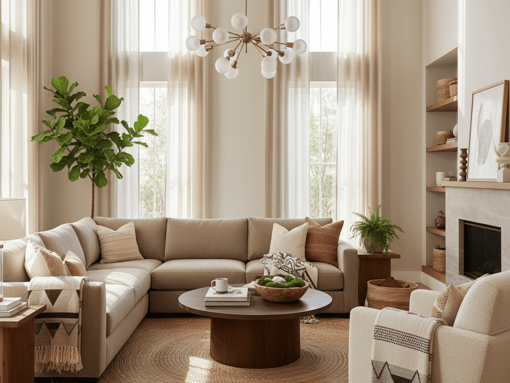 Cozy living room with beige sofa, natural light, and modern decor in Walnut Creek, CA.